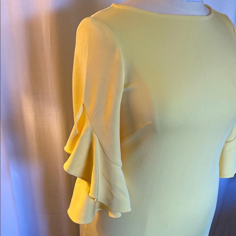 Yellow Ruffle Sleeve Dress - Picture 3 of 9